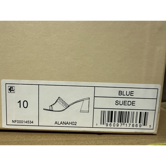 NEW NYDJ Womens Size 10 Alanah Blue Scalloped Suede Slide Sandal *Box w/out Lid* - Picture 9 of 9